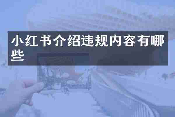 小红书介绍违规内容有哪些