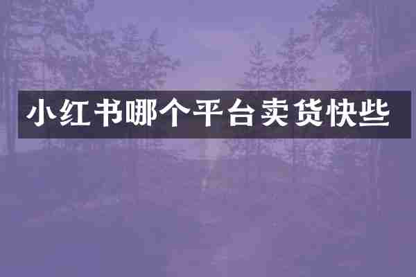 小红书哪个平台卖货快些