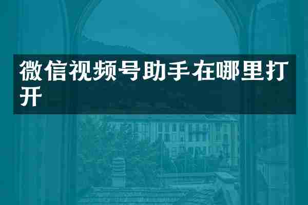 微信视频号助手在哪里打开