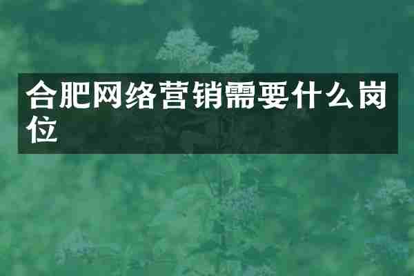 合肥网络营销需要什么岗位