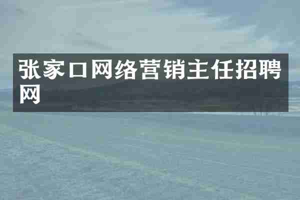 张家口网络营销主任招聘网