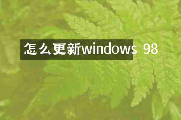 怎么更新windows 98