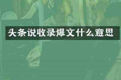 头条说收录爆文什么意思