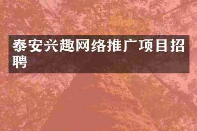 泰安兴趣网络推广项目招聘