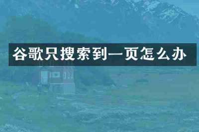 谷歌只搜索到一页怎么办
