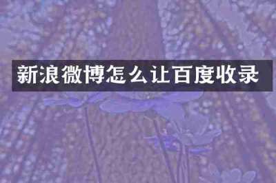 新浪微博怎么让百度收录