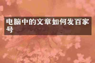 电脑中的文章如何发百家号