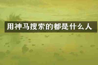 用神马搜索的都是什么人