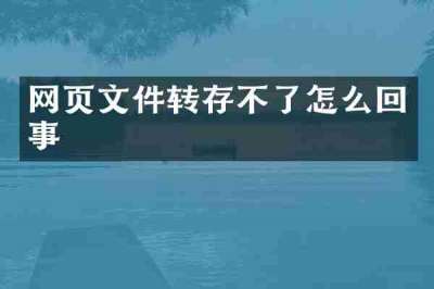 网页文件转存不了怎么回事