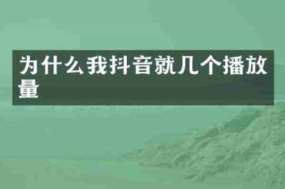 为什么我抖音就几个播放量