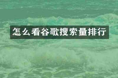 怎么看谷歌搜索量排行