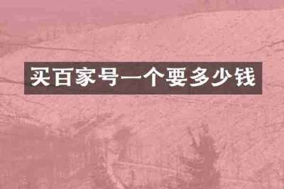 买百家号一个要多少钱
