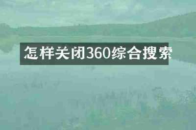 怎样关闭360综合搜索