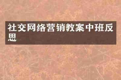 社交网络营销教案中班反思