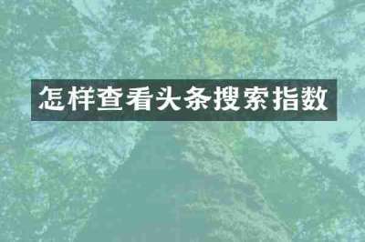 怎样查看头条搜索指数
