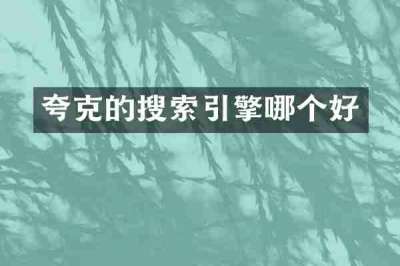 夸克的搜索引擎哪个好