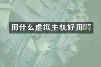 用什么虚拟主机好用啊