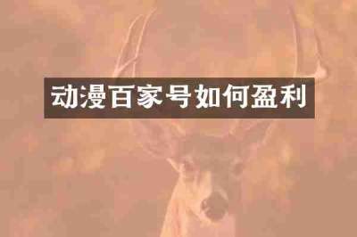 动漫百家号如何盈利
