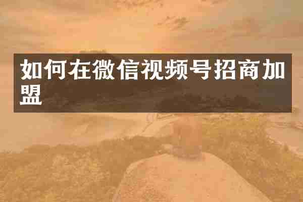 如何在微信视频号招商加盟