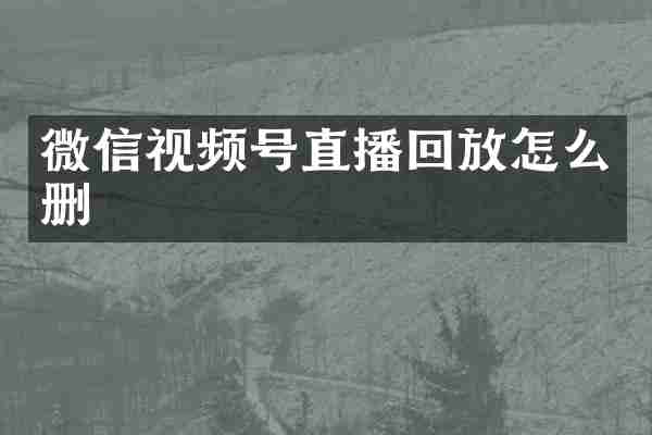 微信视频号直播回放怎么删