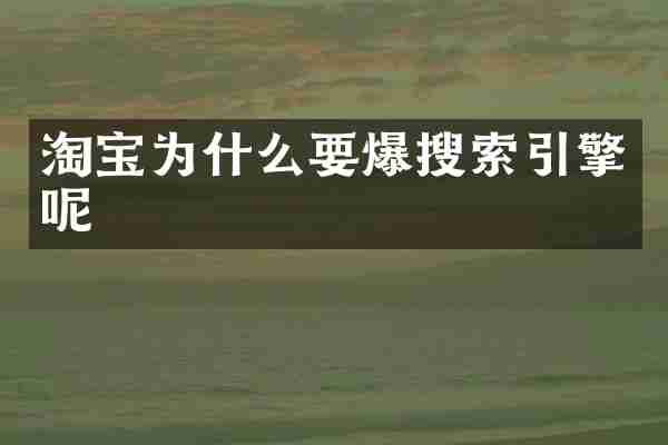 淘宝为什么要爆搜索引擎呢