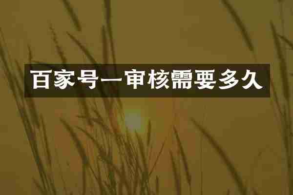 百家号一审核需要多久