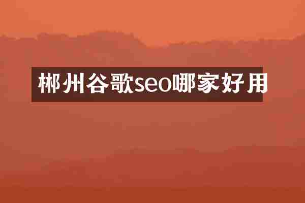 郴州谷歌seo哪家好用