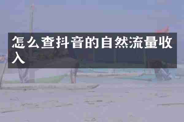 怎么查抖音的自然流量收入