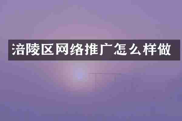 涪陵区网络推广怎么样做