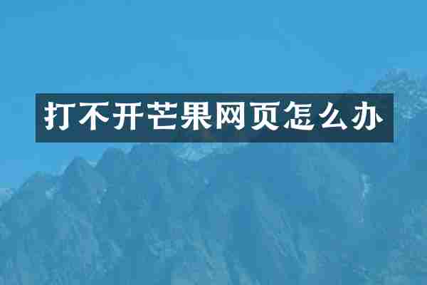 打不开芒果网页怎么办