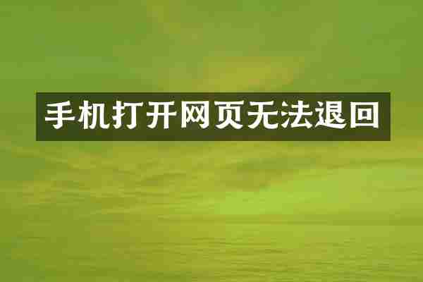 手机打开网页无法退回