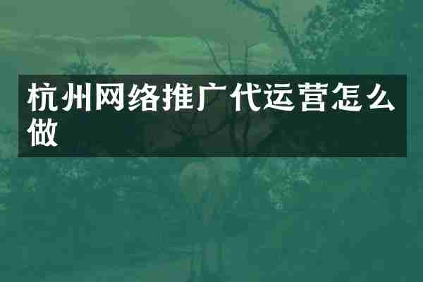 杭州网络推广怎么做