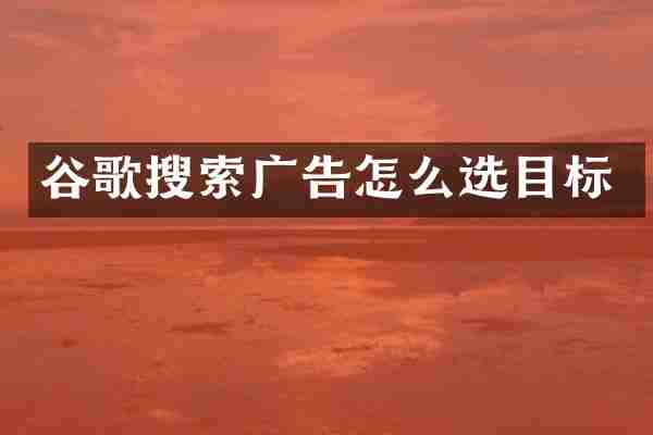 谷歌搜索广告怎么选目标