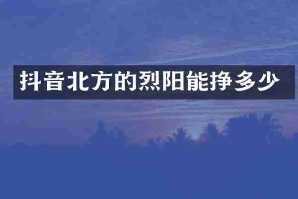 抖音北方的烈阳能挣多少