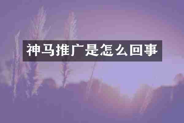 神马推广是怎么回事