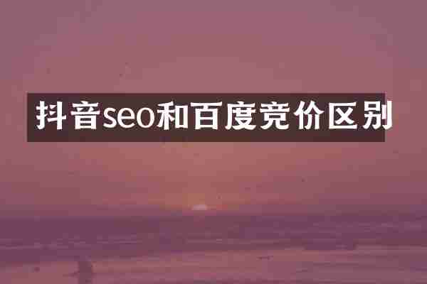 抖音seo和百度竞价区别