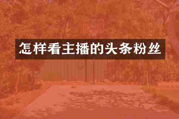怎样看主播的头条粉丝