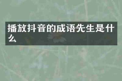 播放抖音的成语先生是什么