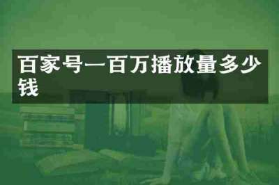 百家号一百万播放量多少钱