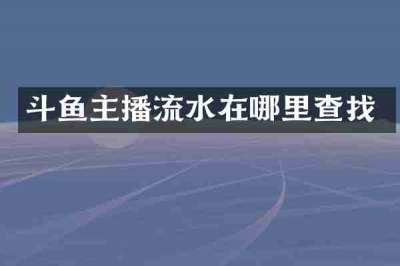 斗鱼主播流水在哪里查找