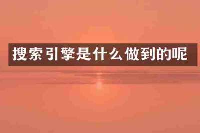 搜索引擎是什么做到的呢