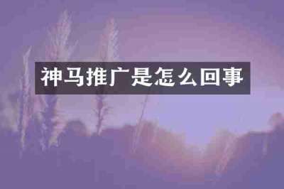 神马推广是怎么回事