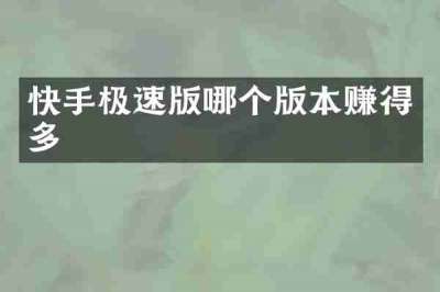 快手极速版哪个版本赚得多