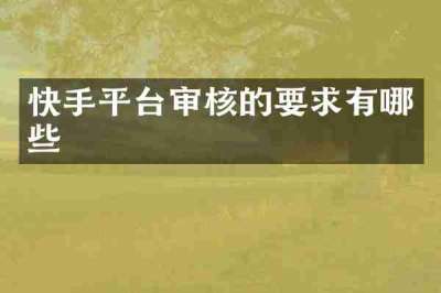 快手平台审核的要求有哪些