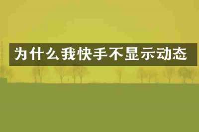 为什么我快手不显示动态