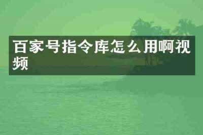 百家号指令库怎么用啊视频