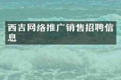 西吉网络推广销售招聘信息