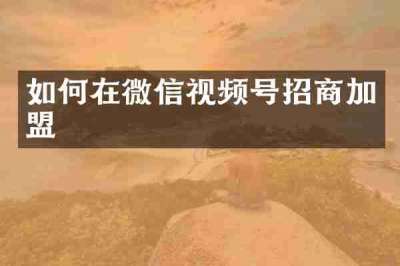 如何在微信视频号招商加盟