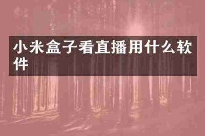 小米盒子看直播用什么软件