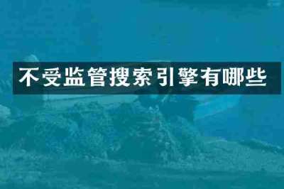 不受监管搜索引擎有哪些